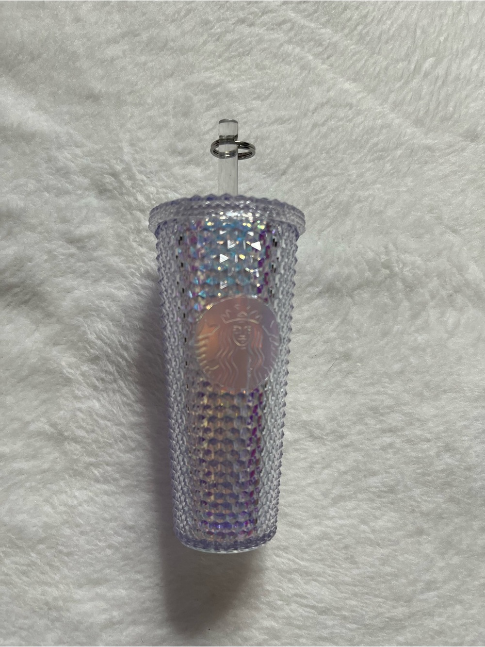 Starbucks white Iridescent Studded Cold Cup with Clear Straw